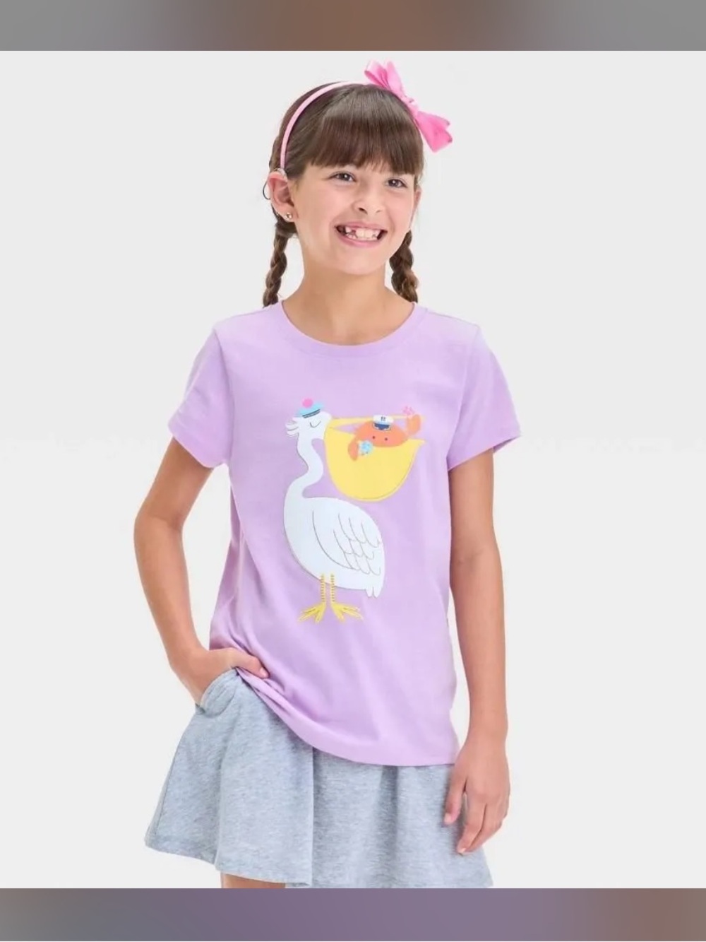Cat & Jack Lavender Pelican Graphic Short Sleeve Tee 2 pcs Bundle